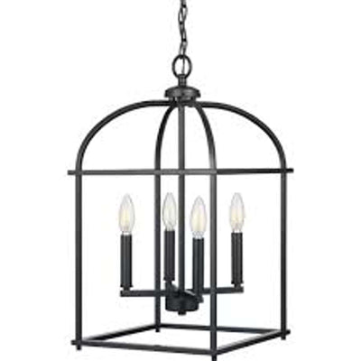 Progress Lighting Matte Black 4-Light Pendant 22"x12.75"