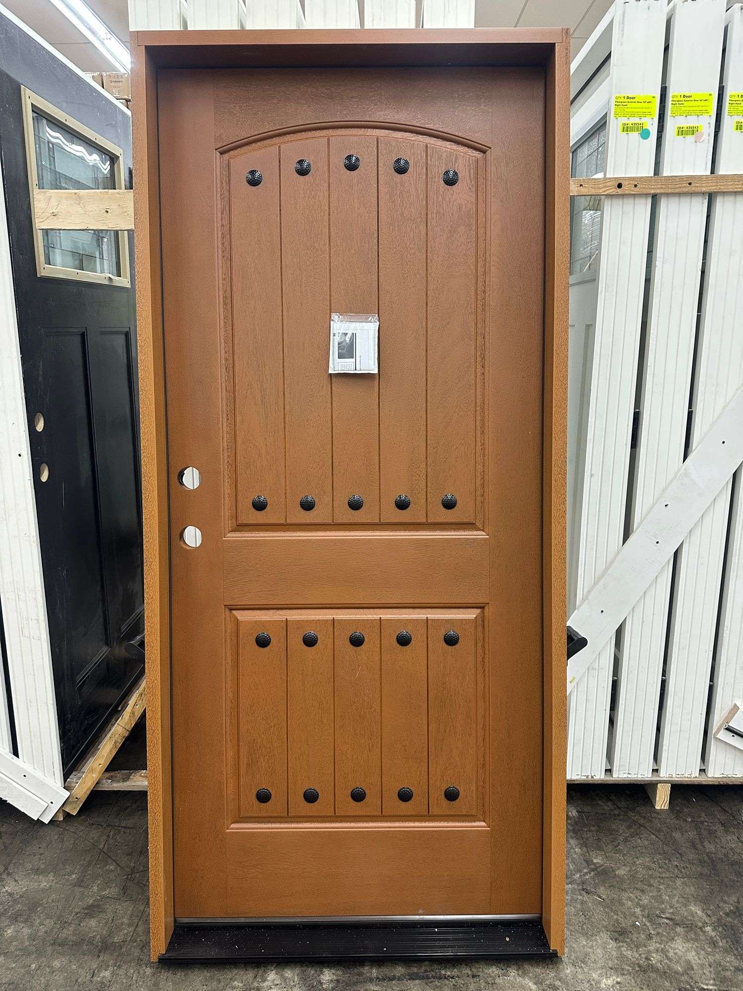 Sure Rock Medium Walnut Fiberglass Exterior Door 36x80 Pre-Hung 4-9/16" Jamb