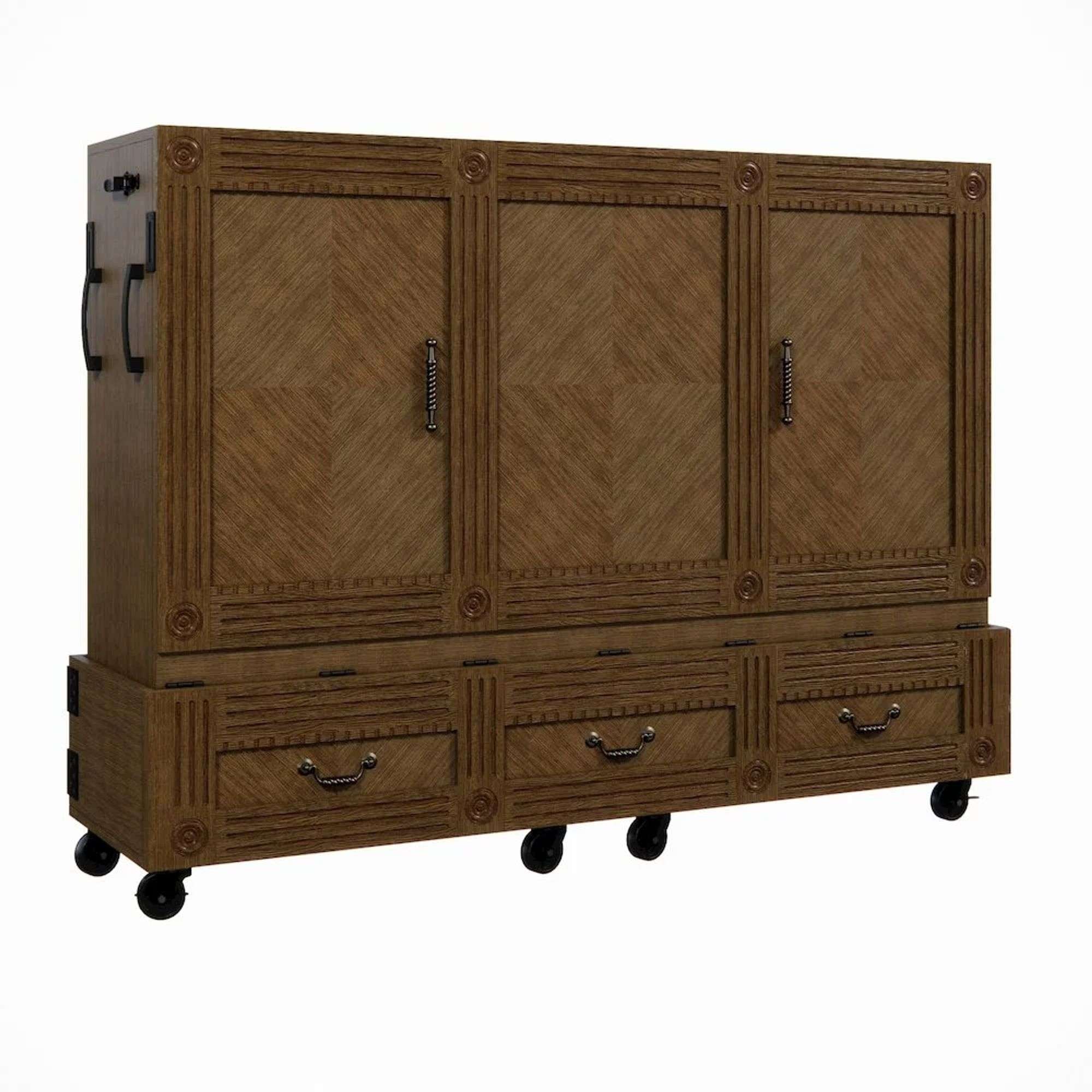 Room+Loft Rolling Murphy Bed Queen Brown 62"Wx47"Dx82"H