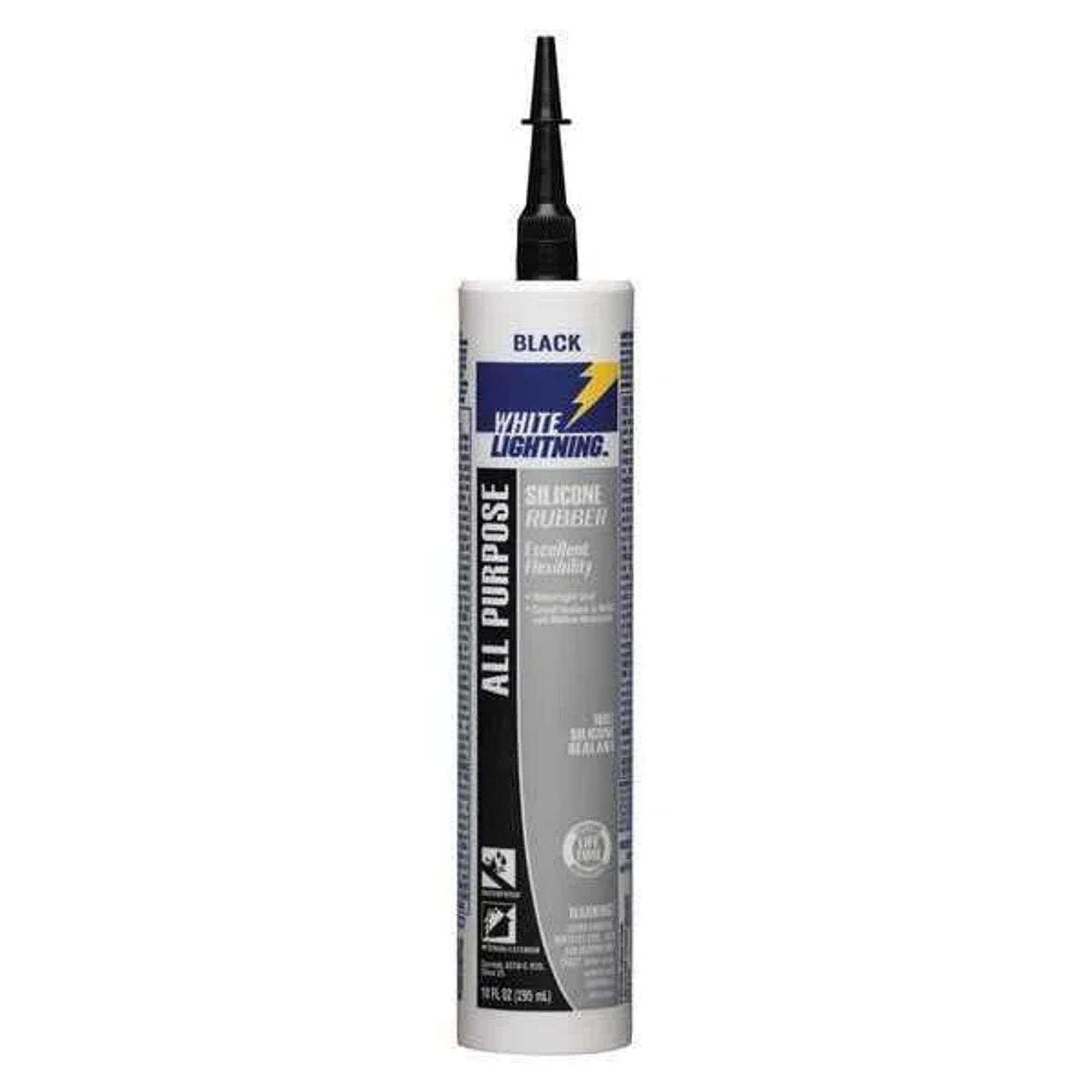 White Lightning Black Silicone Sealant 10oz - Bulk Case