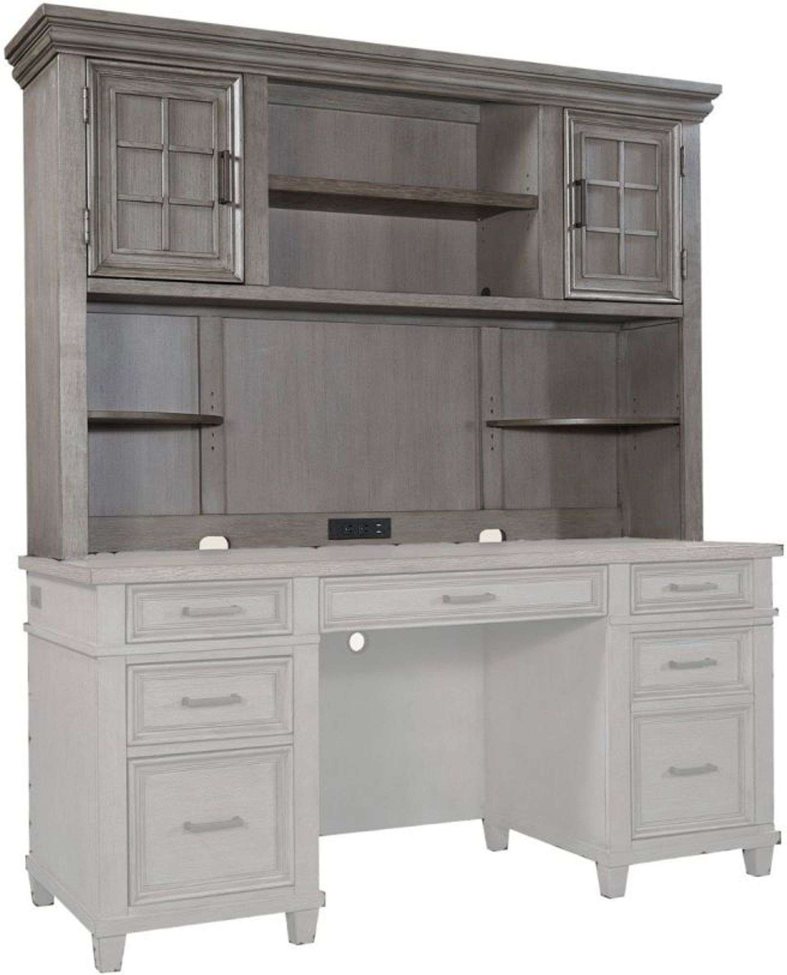 Janismore Credenza Hutch Weathered Gray