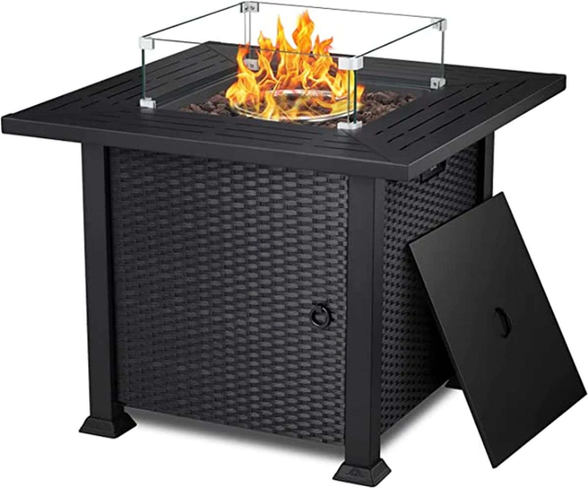 Outdoor Propane Fire Pit 30x30 50,000 BTU Rattan/Wicker