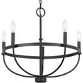 Matte Black 5-Light Chandelier 22.5"x20" - Progress Lighting Camertown