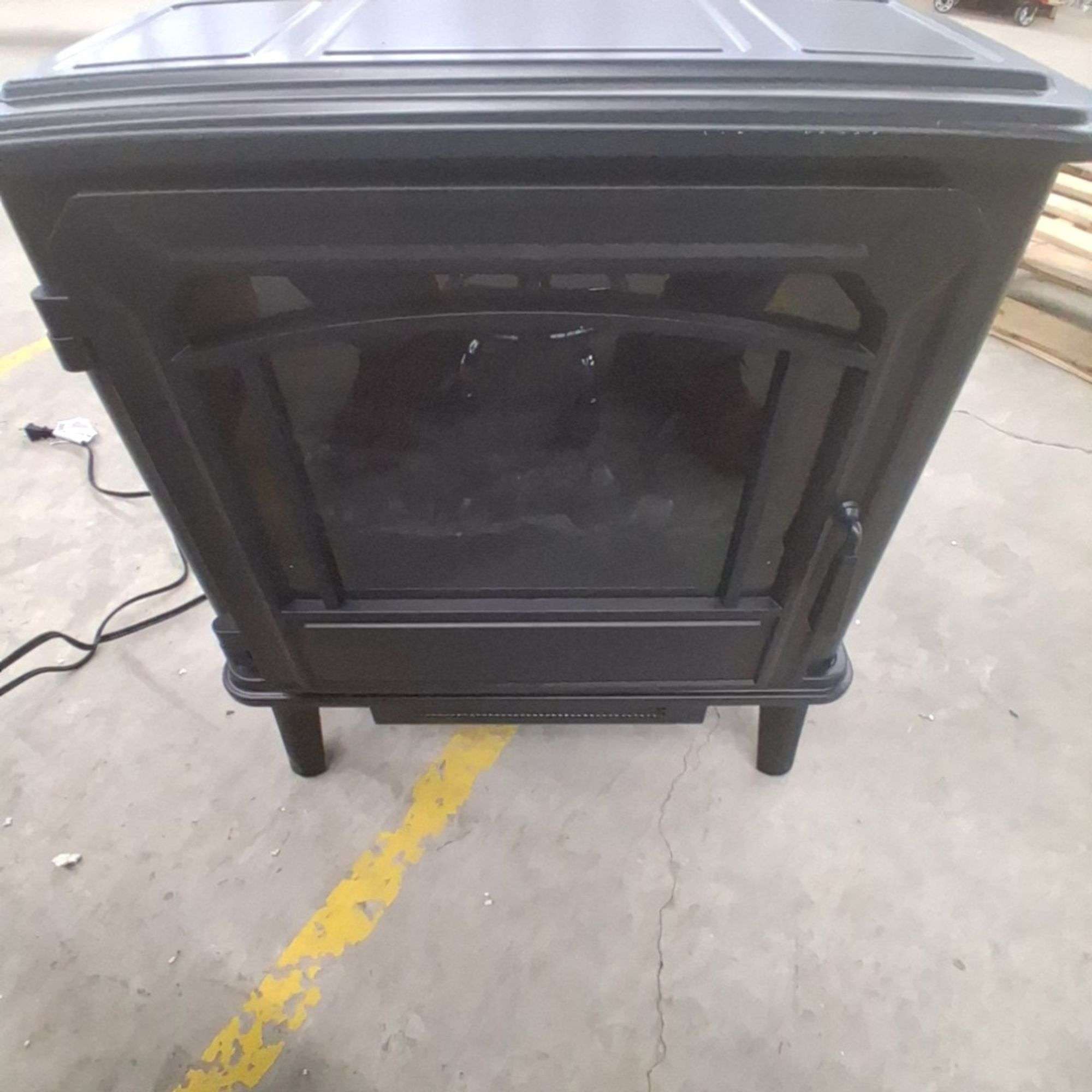Electric Fireplace Stove Heater - Faux Logs Glass Door (Set of 2)