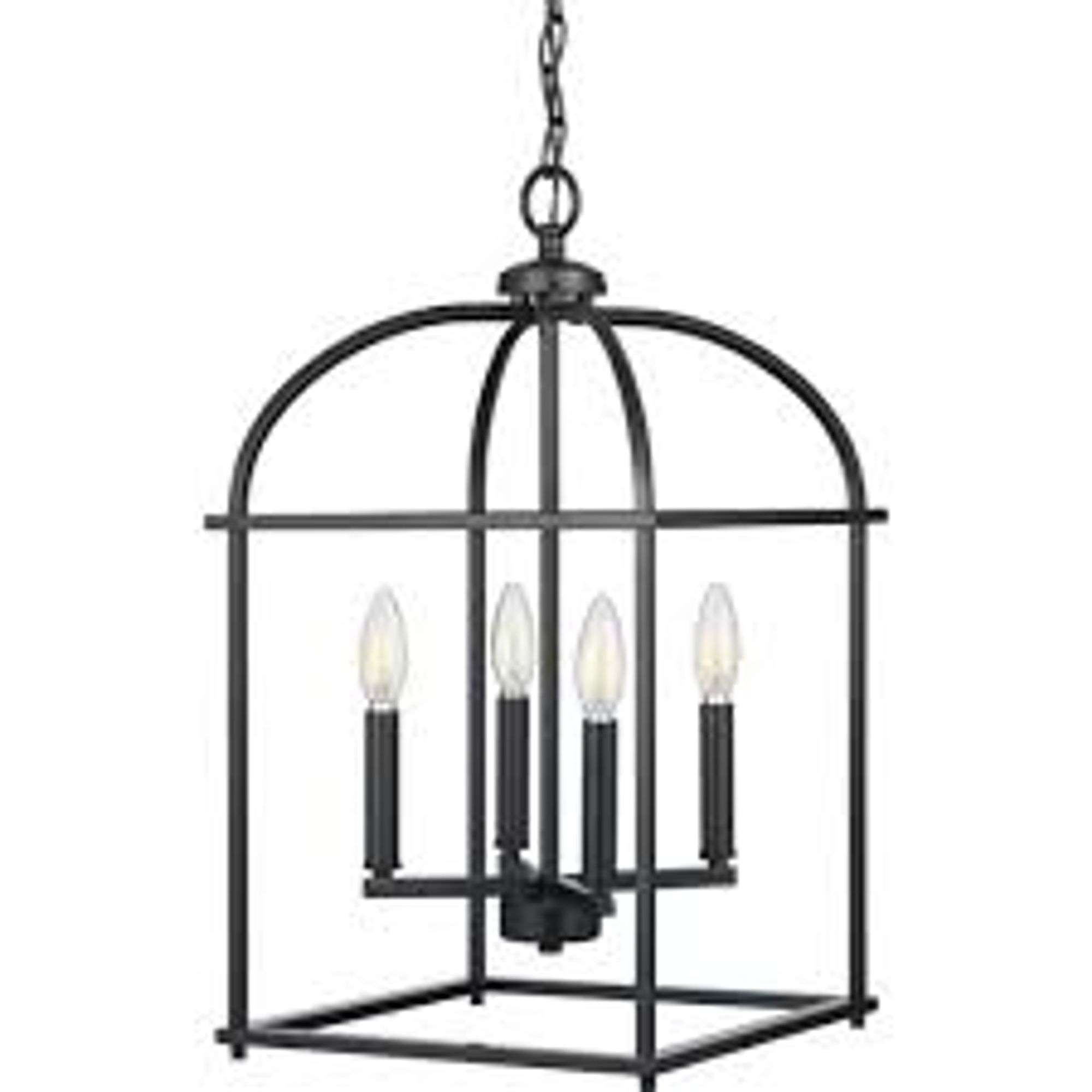 Progress Lighting Matte Black 4-Light Pendant 22"x12.75"