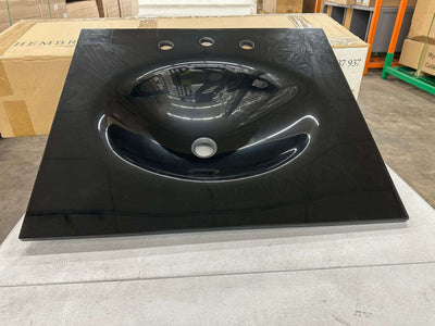 Hembry Creek Black Tempered Glass Vanity Top 25W