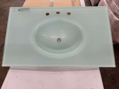 Hembry Creek Light Teal Tempered Glass Vanity Top 37W